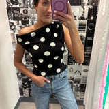 Spot On One-Shoulder Polka Dot Top