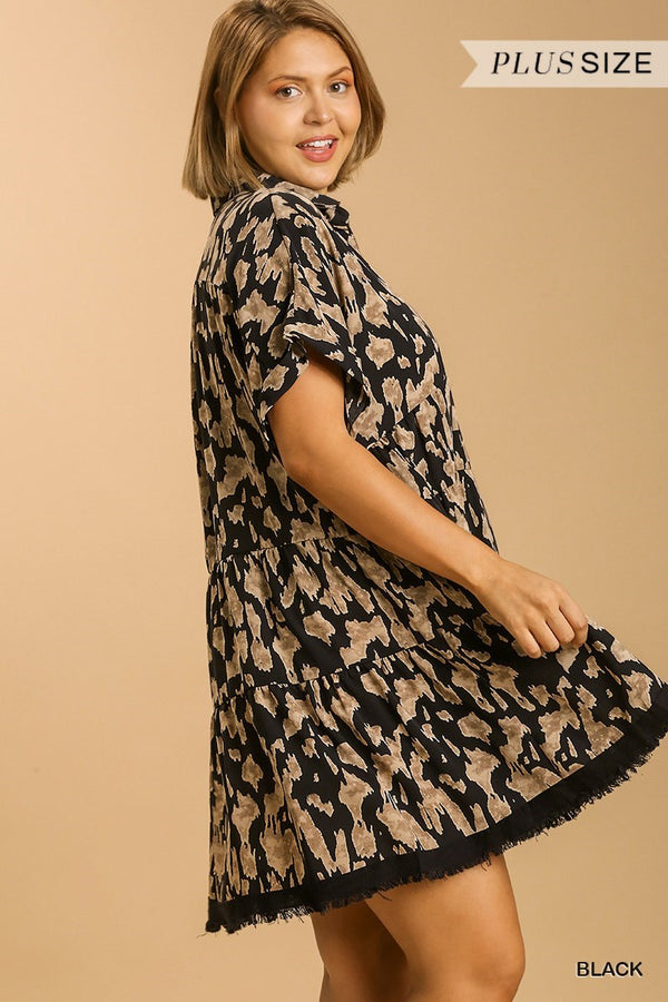 Collared Animal Print Dress