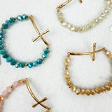 Hammered Cross Crystal Mix Beads Bracelet