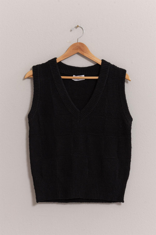 V Neck Textured Sweater Vest