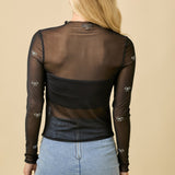 Mesh Rhinestone Bow Top