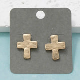 Vintage Metallic Cross Stud Earrings