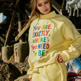 Reversible Graphic Mock-Neck Crop Sweatshirt Yellow