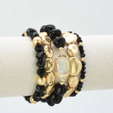 CB2343 5 Piece Glass CCB Arcylic Stretch Bracelet Set