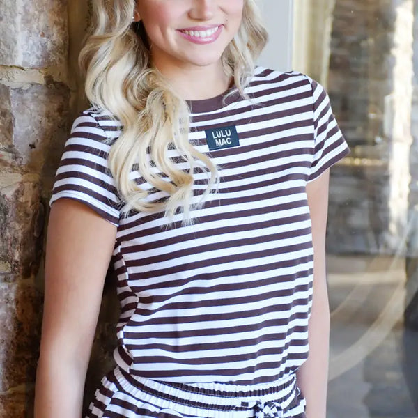 Brown Stripe Baby Doll Top | LULU MAC