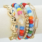 Beaded Clover Accent Jewelry Set Bracelet