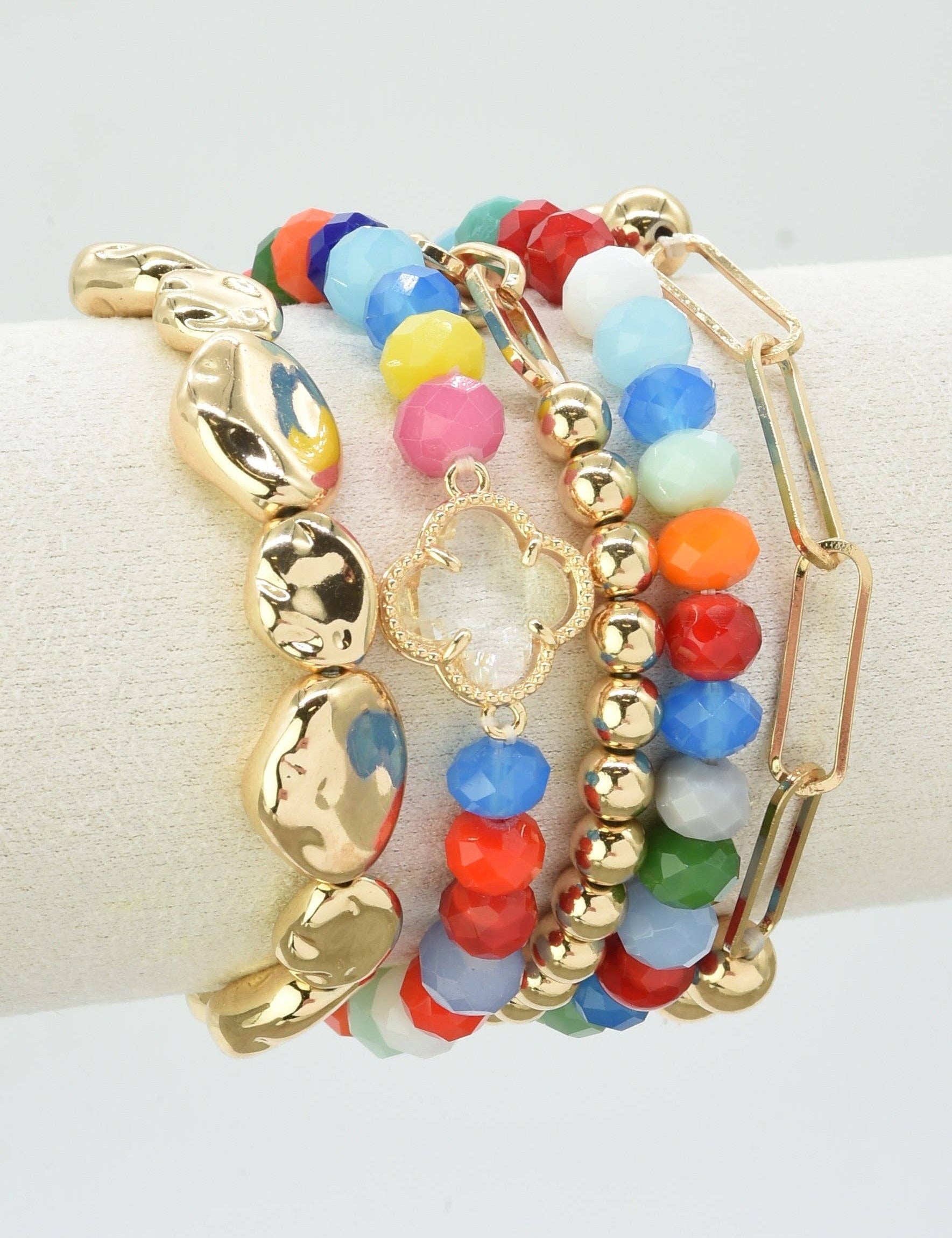 Beaded Clover Accent Jewelry Set Bracelet