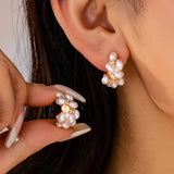 Pearl Cluster Half-Hoop Stud Earrings | 80E61733