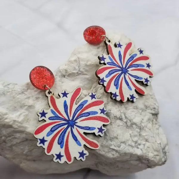 4th of July Starburst Patriotic Earrings