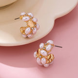Pearl Cluster Half-Hoop Stud Earrings | 80E61733