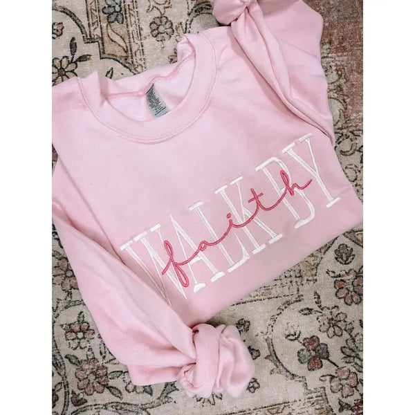 Faith Pink Embroidery Sweatshirt