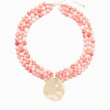 Marbled Bead Layered Statement Necklace