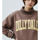 Dilly Dally Mock Neck Sweatshirt Coffee