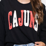 Cajuns (Licensed) | Women's Distressed Embroidery Pullover