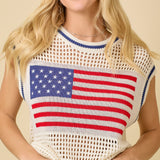 American Flag Crochet Sleeveless Top