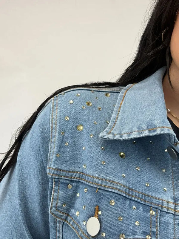 Golden Roar - Women's Sequin Embroidery Tiger Denim Jacket