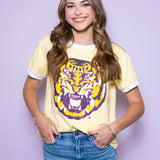 Butter Yellow Louisiana State University Tiger (Licensed) | Sequin Tee
