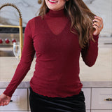 Keigan Mesh Top- Maroon Glitter