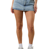 The Mallory Mid Waist Denim Skort
