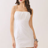 Gathered Bust Square Neck Smocked Back Dress