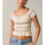 Coastal Crochet Tie Top