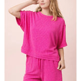 Ribbed Knit Comfy Top & Shorts Set