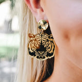 Gold Tiger Head Earrings | Taylor Shaye