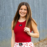 Red LULU MAC SOLID TANK TOPS
