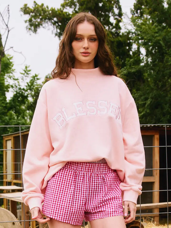 Blessed Baby Pink Mockneck