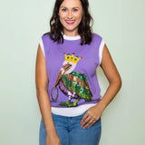 Mardi Gras Pelican | Sequin Sleeveless Sweater