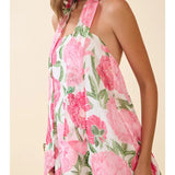 Strapless Floral Maxi Dress with Convertible Scarf | Pink