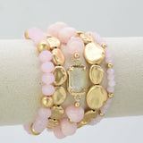 CB2343 5 Piece Glass CCB Arcylic Stretch Bracelet Set