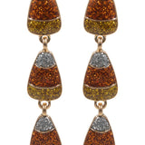 Halloween Candy Corn Enamel W Tassel Post Earrings