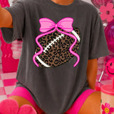 Football Cheetah Bow Graphic Tee