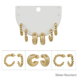 Set of Three Gold Beaded Huggie Hoops