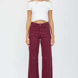 Heatin' Up The Holiday Burgundy Wide Leg Denim
