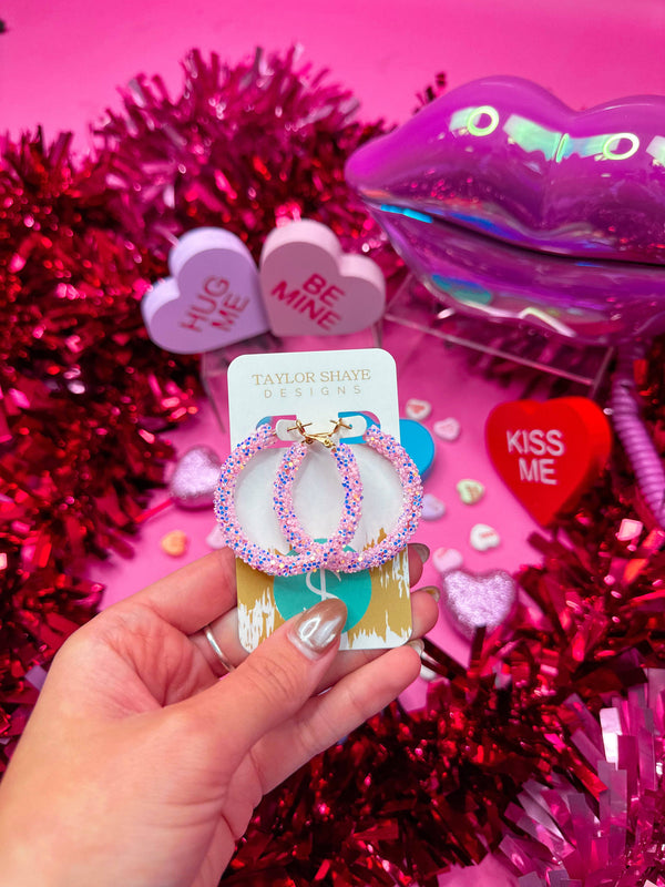 Valentine Glitter Hinge Hoops