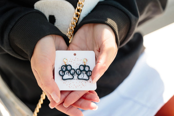 Black and Iridescent Paw Earring