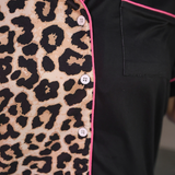 Double Take Leopard Ruffle Pajama Set
