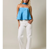 Satin Sky Halter Top