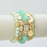 CB2343 5 Piece Glass CCB Arcylic Stretch Bracelet Set