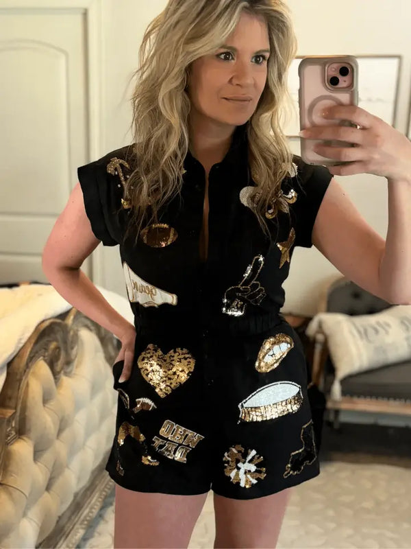 Black Gold Gameday Romper