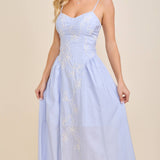 I Chose You Embroidered Floral Strap Midi Dress