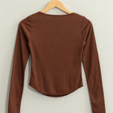 Ribbed Button Down Top