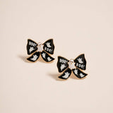 Ghost Boo Bow Enamel Post Earrings Jewelry