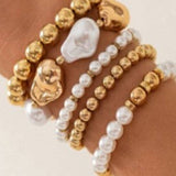 MULTI BALL PEARL CHAIN STRETCHABLE BRACELET | 40B5204