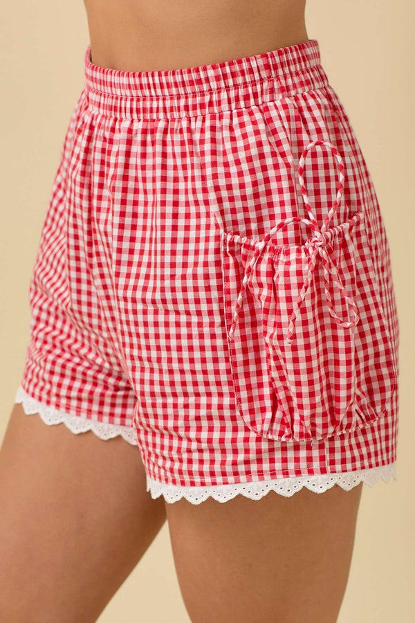 Gingham Shorts With Side Pouch Pocket