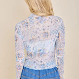 Patchwork Floral Mock Neck Top