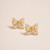 Candy Corn Bow Enamel Post Earrings Jewelry