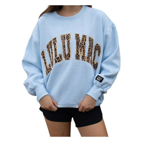 Light Blue and Leopard Sweatshirt | LULU MAC